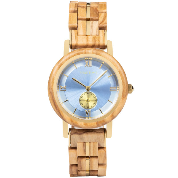 Sky Blue handcrafted wooden watch by PHANTOME