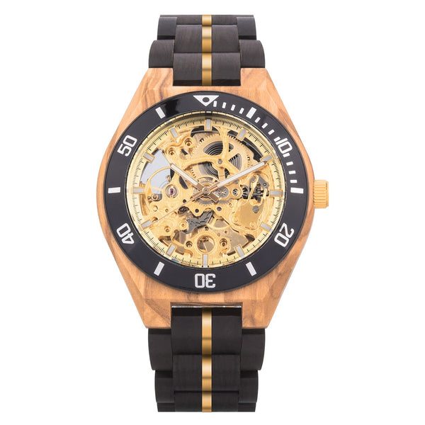 Golden Grove mechanical wooden watch by PHANTOME